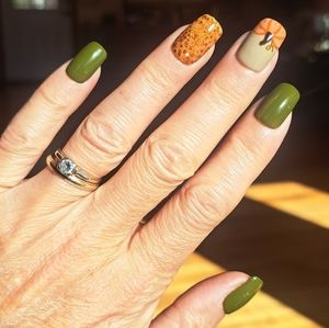 Full Custom Made Set of Press On Nails "Pumpkin Patch"